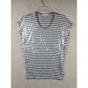Michael Kors MK Women’s Striped Sequins Blouse Top Petites Size S